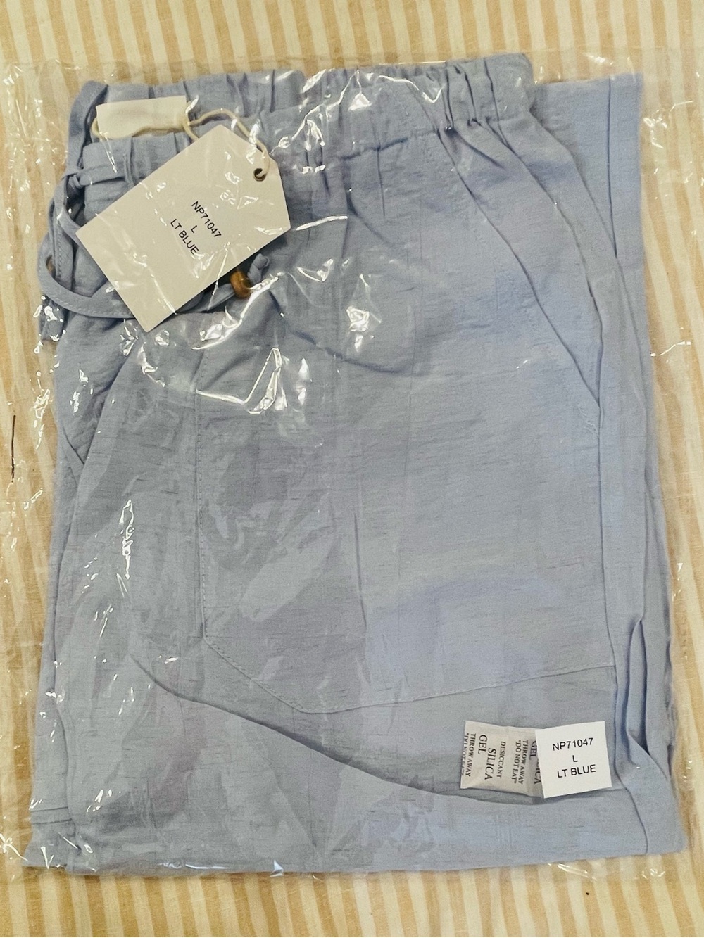 Very J Blue Wide Leg Lounge Pants Boho Linen Blend Comfy Fit Size Large NWT - Picture 9 of 11